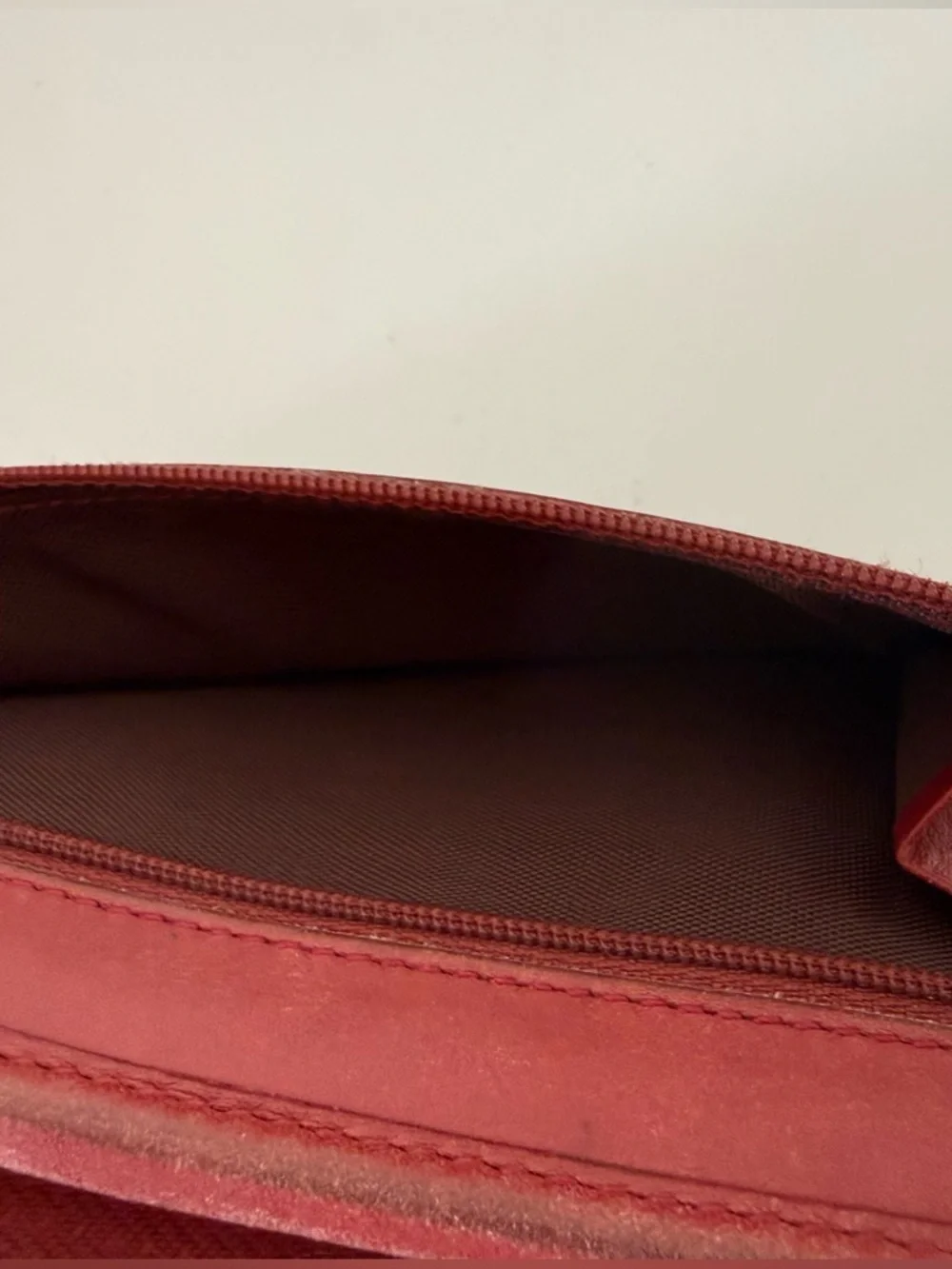 Coach Leather Zip Around Wallet Organizer Vintage Red